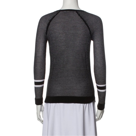 rag & bone Jeans Black/White Martina Long Sleeve  Mesh Layered Shirt Sz XS EUC - Picture 4 of 13
